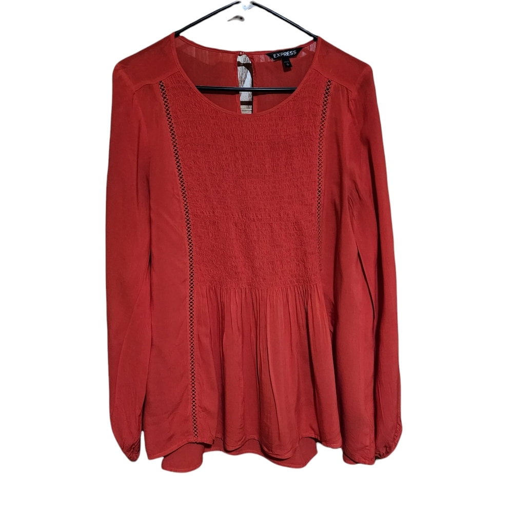 Women's Express Long Sleeve Pletted Front Tunic Sz M